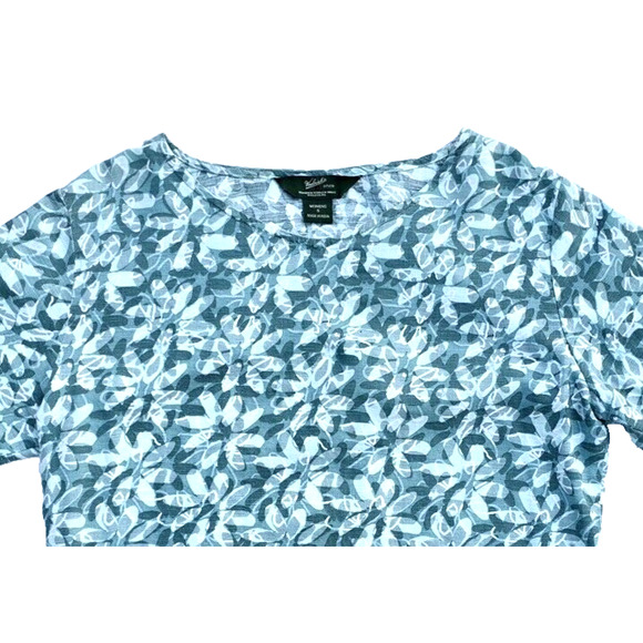 Woolrich Green Floral Top Drawstring 3/4 Sleeve Women's Size Small V-Neck - Picture 2 of 7